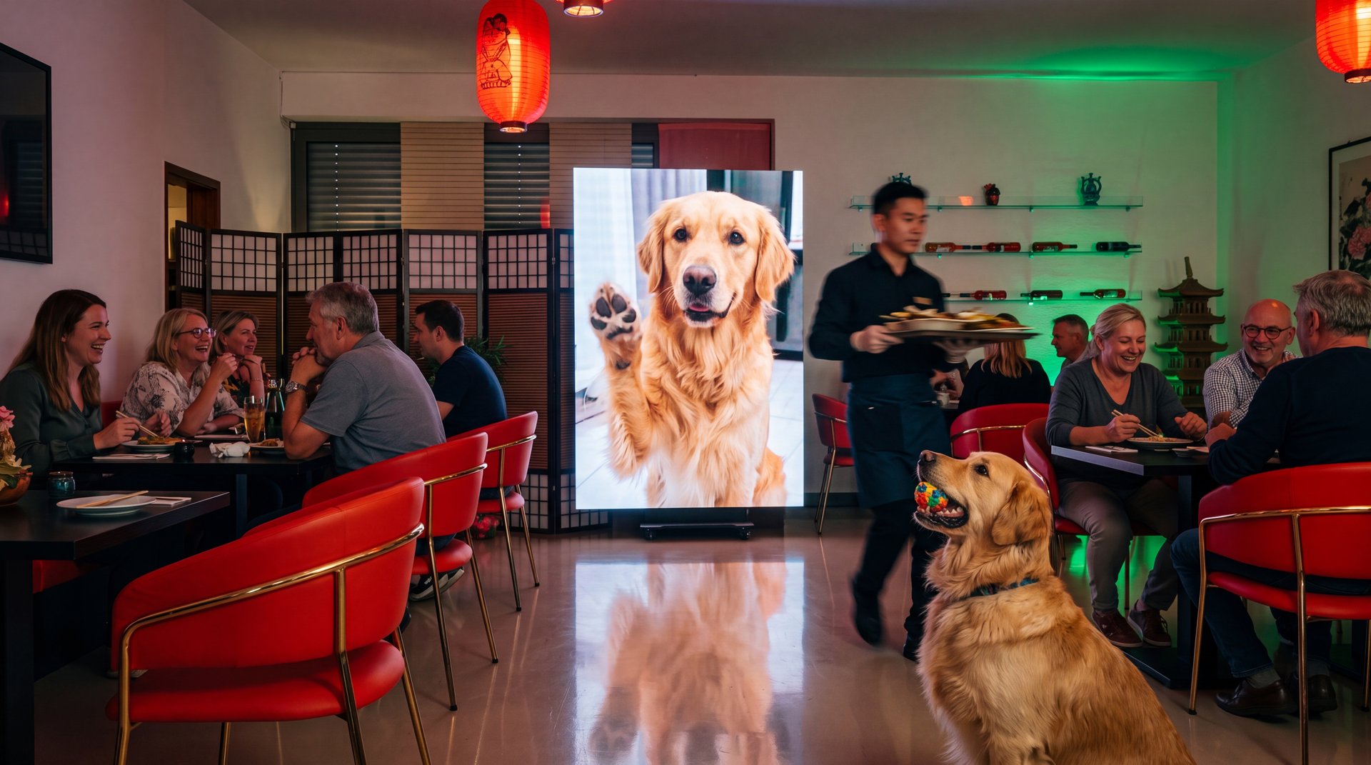 LichtFlow LED-Display im Restaurant — Indoor-Szene