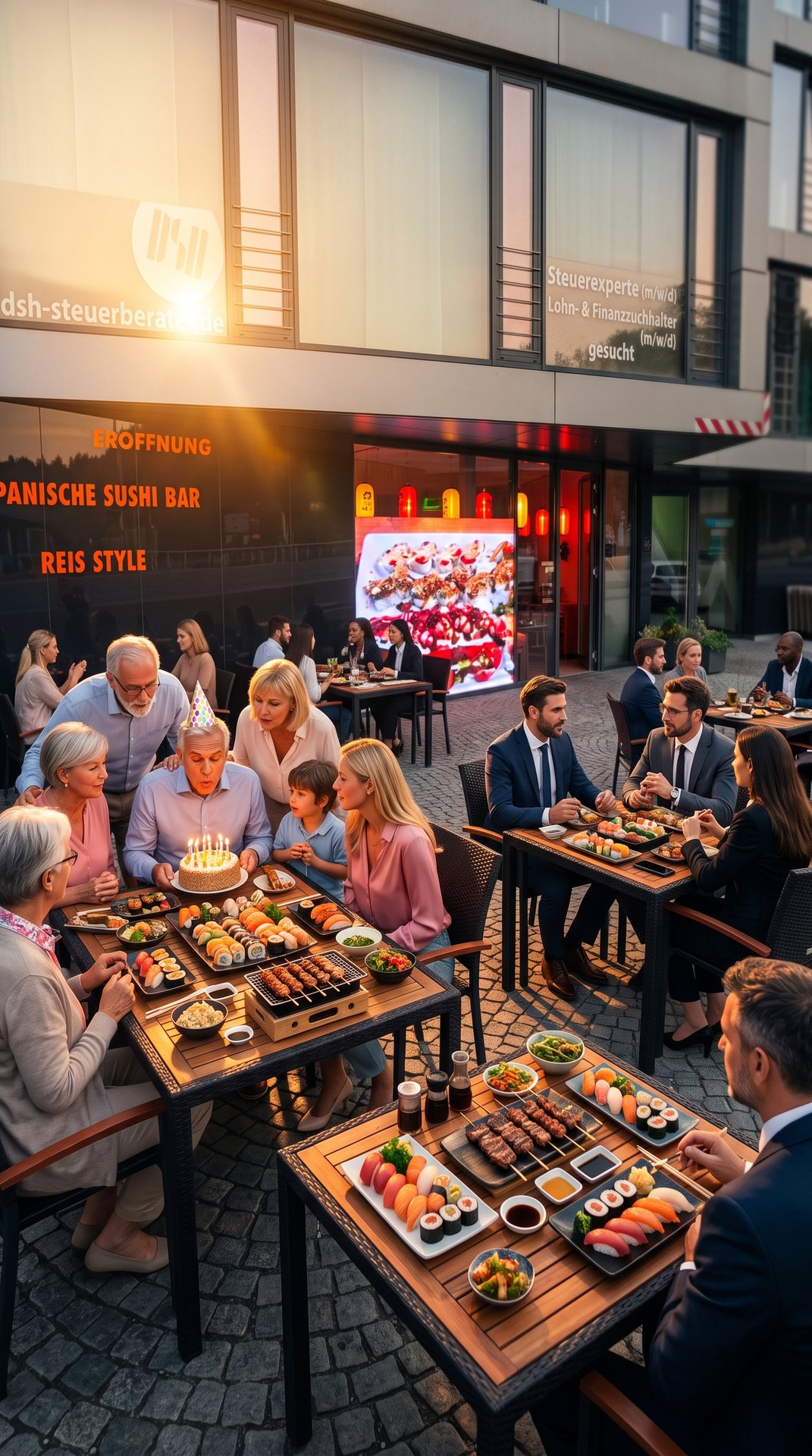 LichtFlow LED-Display an der Sushi-Bar — Schaufenster-Werbung
